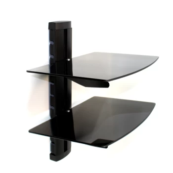 image of Tempered Black Glass Floating Shelf 2 Tier M&amp;W