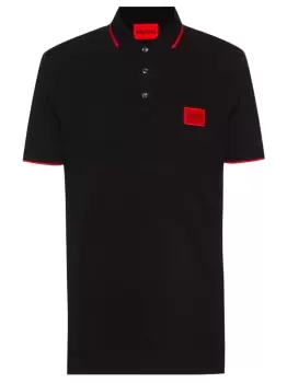 image of HUGO Logo-patch Polo Shirt Black