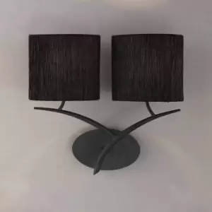 image of Eve wall light 2 bulbs E27, anthracite with Black oval lampshade