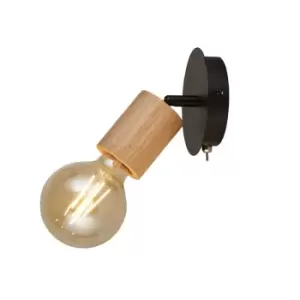 Image of Searchlight Spinny Single Spotlight - Matt Black & Wood