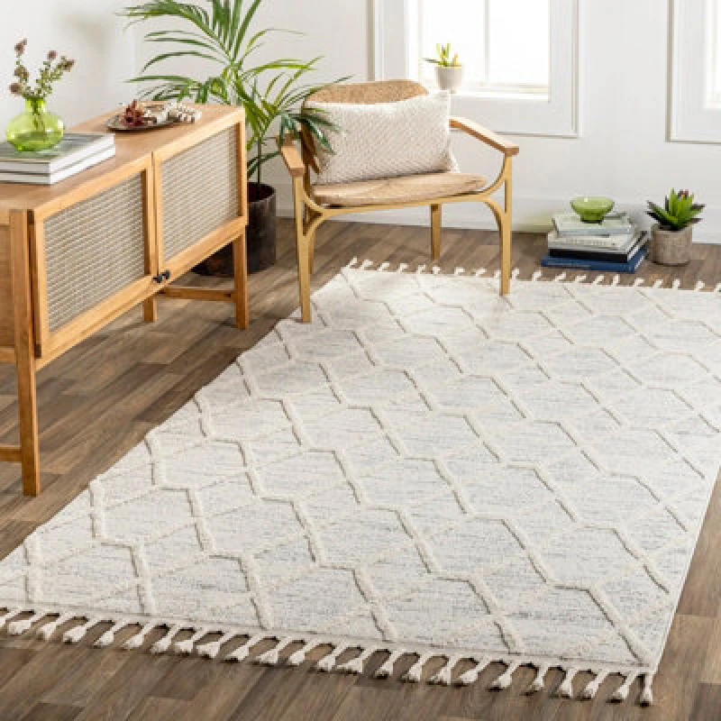 Image of Livabliss Scandi Geometric High Pile Ivory/grey Rug Norah Area Rug 160 X 213cm - Easy Care, Non Shedding, Ideal For Living Room & Bedroom