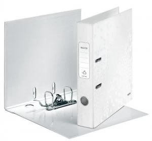 image of Leitz WOW Lever Arch File A4 50mm Pearl White PK10