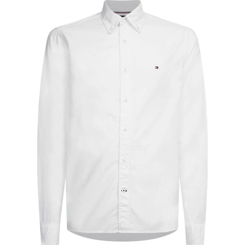 Image of Tommy Hilfiger Core Flex Long Sleeve Poplin Shirt - White White XS