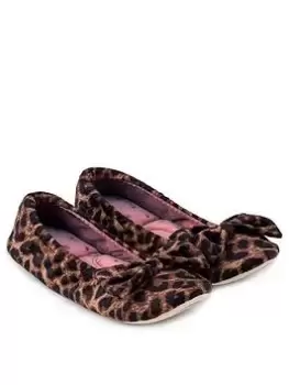 Image of TOTES Isotoner Big Bow Velour Ultra Comfort Ballet Slipper - Pink, Size 3-4, Women