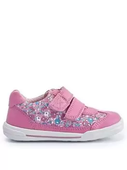 image of Start-rite X Jojo Maman B&eacute;b&eacute; Chums Pink Floral Print Leather Double Riptape Girls Trainers - Pink Floral, Size 10 Younger