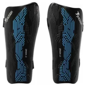 Image of Precision Origin.0 Strap Shin Guards Black/Cyan Medium