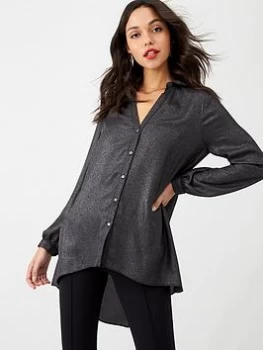 Image of Wallis Metallic Sparkle Blouse - Black, Size 8, Women