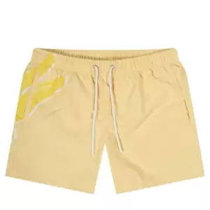 image of Lacoste 'Oversized Croc Print' Quick Dry Swim Shorts Yellow