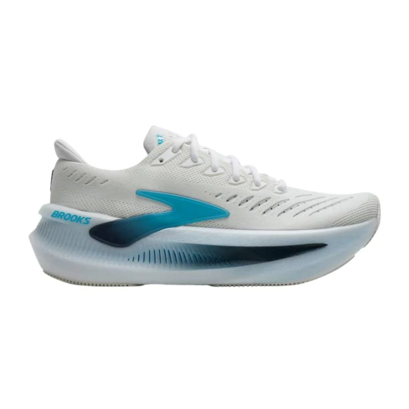 Image of Brooks Glycerin Max 2 Shoes White Blue SS26, Size 45 - EUR