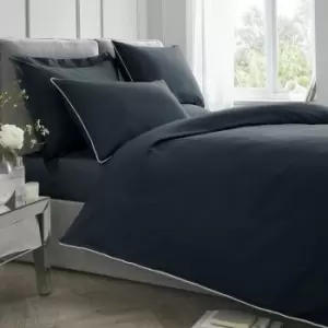 Image of 100% Cotton Percale 200 Thread Count Duvet Cover Set, Navy, Single - Appletree