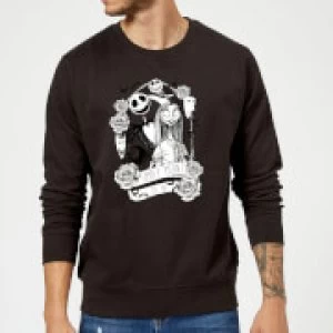 Image of Disney The Nightmare Before Christmas Jack Skellington And Sally Black Sweatshirt - L - Black