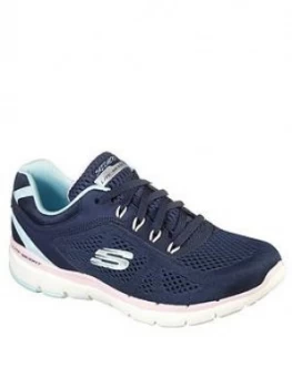 image of Skechers Flex Appeal 3.0 Steady Move Trainer - Navy/Pink, Size 3, Women