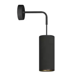 Image of Bente Black Wall Lamp with Shade with Black Fabric Shades, 1x E14