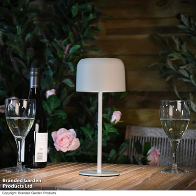 Image of Garden Gear Solar Metal Table Touch LED Lamp, Waterproof, USB & Solar Powered, Cordless Outdoor & Indoor Light (White)