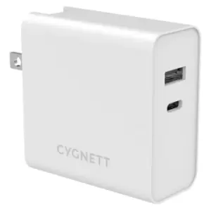 image of Cygnett PowerPlus 60W USB-C PD / 12W USB-A Charger with Travel Adaptors - White