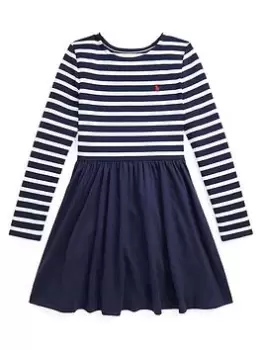 Image of Ralph Lauren Girls Striped Stretch Ponte Dress - Multi, Size 8-10 Years=M, Women