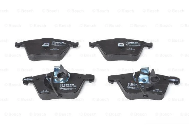 Image of Bosch 0 986 494 283 Brake pad set with integrated wear sensor, with piston clip Low-Metallic Brake Pad Set,disc brake (402)