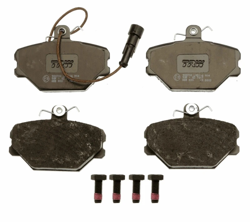 Image of TRW GDB833 Brake pad set incl. wear warning contact, with brake caliper screws Brake Pad Set,disc brake (402)