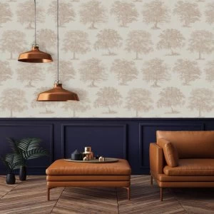 Image of Superfresco Easy Rose Gold Enchanted Tree Wallpaper - One size - pink