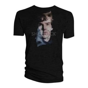 image of Sherlock - Sherlock Pixelated Mens Large T-Shirt - Black