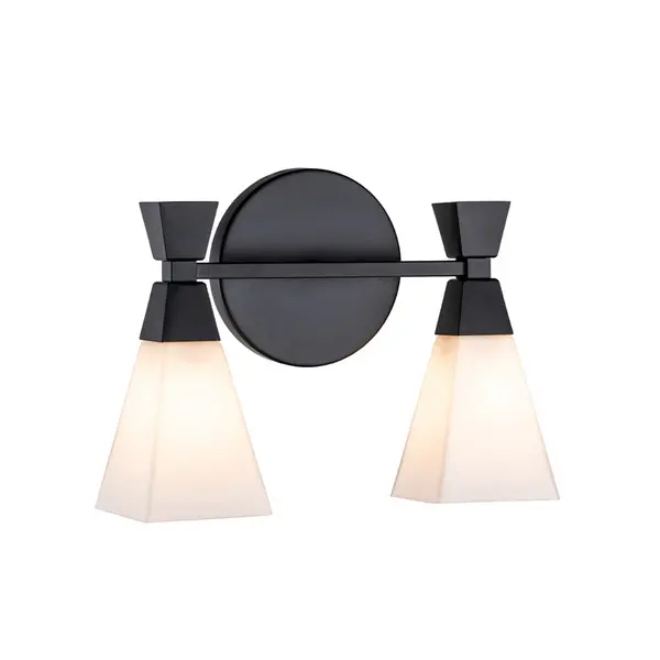Image of Elstead Elstead Bowtie Bathroom Glass Twin Wall Light - Matt Black