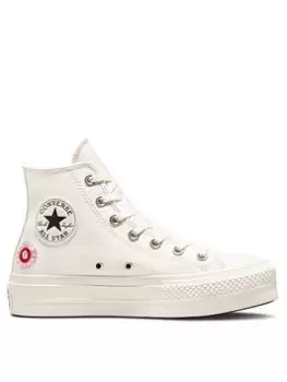 Image of Converse Chuck Taylor All Star Lift Canvas Hi-Top - Off-White/Pink, Off White/Pink, Size 3, Women