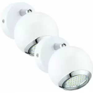 Image of 2 pack Wall Spot Light Round ous Colour White Chrome Shade GU10 1x3W Included