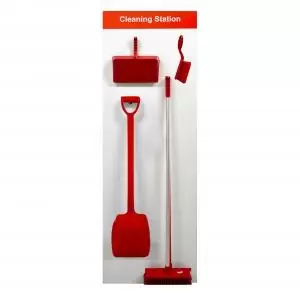 Image of Shadow Board Cleaning Station With Lean Stand, Stocked With Hooks,
