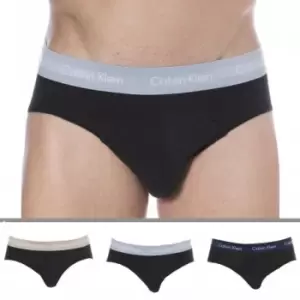 Image of Calvin Klein 3- Pack Cotton Stretch Briefs - Black - Color Waistband L