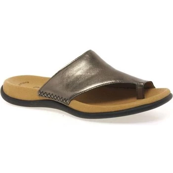 Image of Gabor Lanzarote Toe Loop Womens Mules womens Flip flops / Sandals (Shoes) in Silver,6,6.5,7