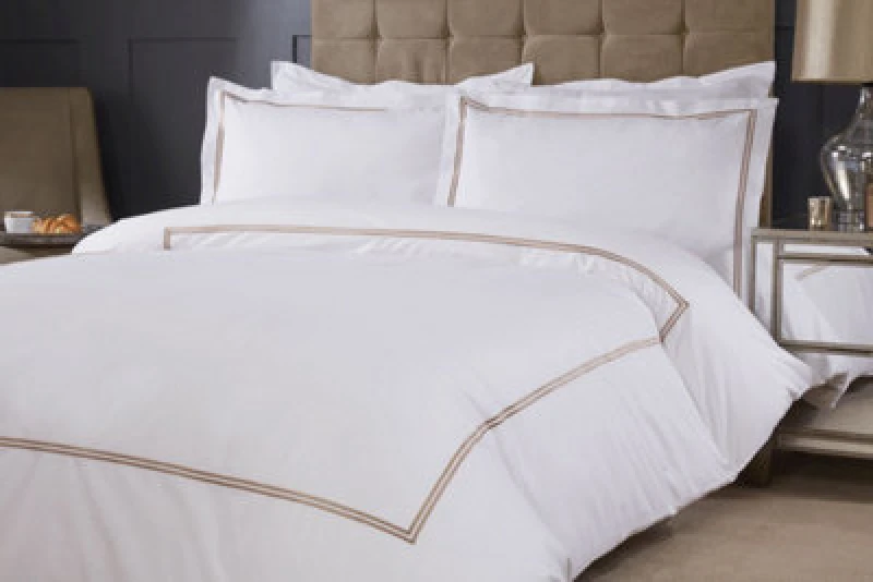Image of New Edge Blinds Carlton Embroidered Duvet Set in Brown Size: Single Brown Unisex Single