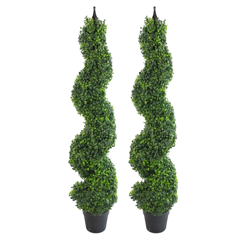 Image of Leaf Artificial Boxwood Topiary Trees Pair 120Cm, Green 7164-PAIR-V2