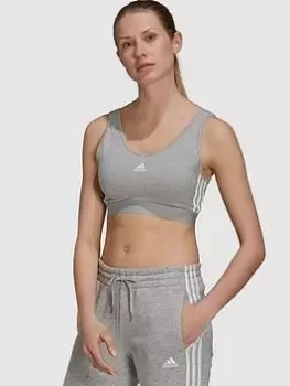 Image of adidas Essentials 3 Stripes Crop Top, Medium Grey Heather Size XL Women