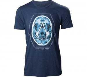 Image of Assassins Creed Find Your Past Brain Crest T-Shirt - XL - Navy