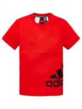 Image of Boys, adidas Youth Badge Of Sport T-Shirt - Red, Size 13-14 Years