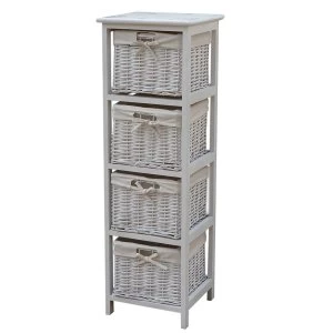 Image of Charles Bentley Home Wooden Storage Tower with 4 Wicker Baskets