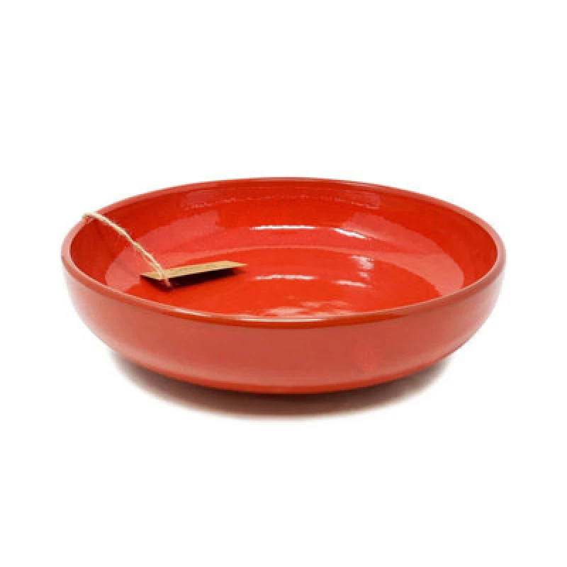 Image of Verano Spanish Ceramics Selena Glazed Hand Dipped Solid Colour Kitchen Dining Large Bowl Red (Diam) 27Cm