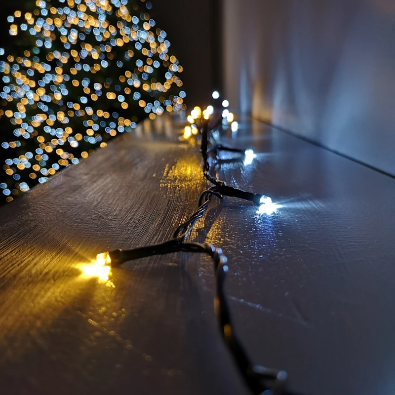Image of 200 LED 16m Premier SupaBrights Indoor Outdoor Christmas Multi Function Mains Operated String Lights with Timer in Warm & Cool White