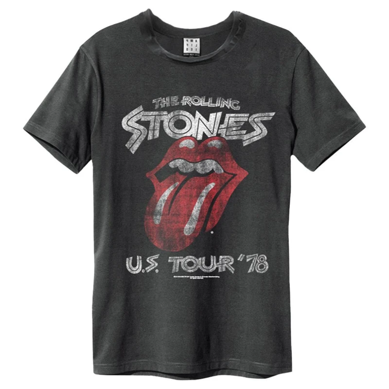 Image of Amplified Amplified Men US Tour 78 The Rolling Stones T-Shirt in Charcoal Size: Small Charcoal S Male 5063470344833