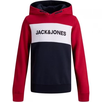 image of Jack and Jones & Jones Junior Logo Blocking Sweat Hoodie - Tango Red