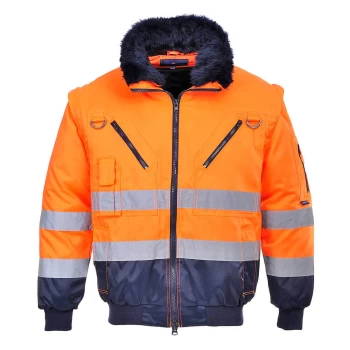 Image of Portwest Hi Vis 3 in 1 Pilot Jacket Orange / Navy 2XL
