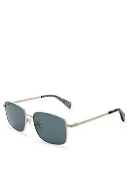 Image of Ted Baker Rectangular Metal Frame Sunglasses, Gold, Men