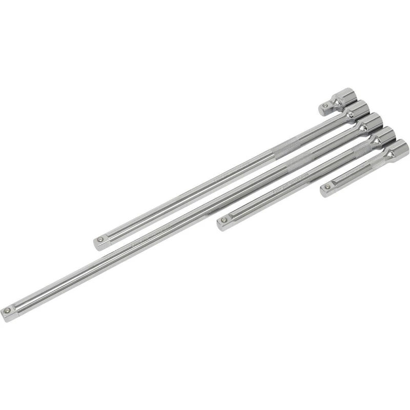 Image of Loops 5 Piece Knurled Extension Bar Set - 1/2" Sq Drive - Spring-Ball Socket Retainer Multi