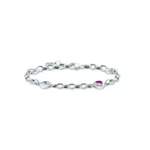 Image of Sterling Silver Blackened Round Elements Stones Bracelet A2138-640-7-L19V