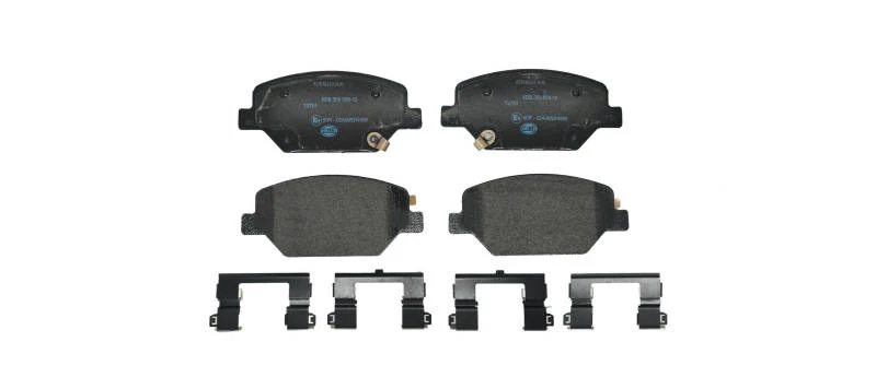Image of HELLA 8DB 355 039-121 Brake pad set with acoustic wear warning, with accessories Brake Pad Set,disc brake (402)