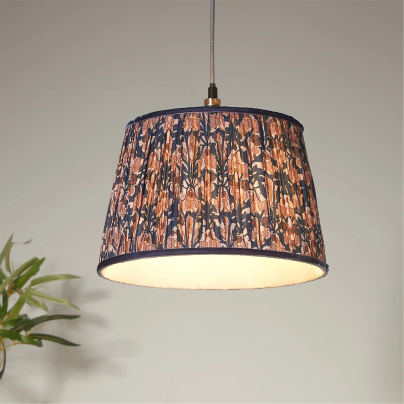 Image of EDITE 30cm Vintage Print Pleated Tapered Lampshade Multi-Coloured ONE SIZE