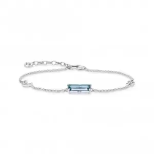 Image of Sterling Silver Zirconia Light Blue Moon & Star Bracelet A1958-644-1-L19V