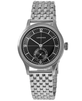 image of Longines Heritage Classic Black Dial Steel Mens Watch L2.828.4.53.6 L2.828.4.53.6