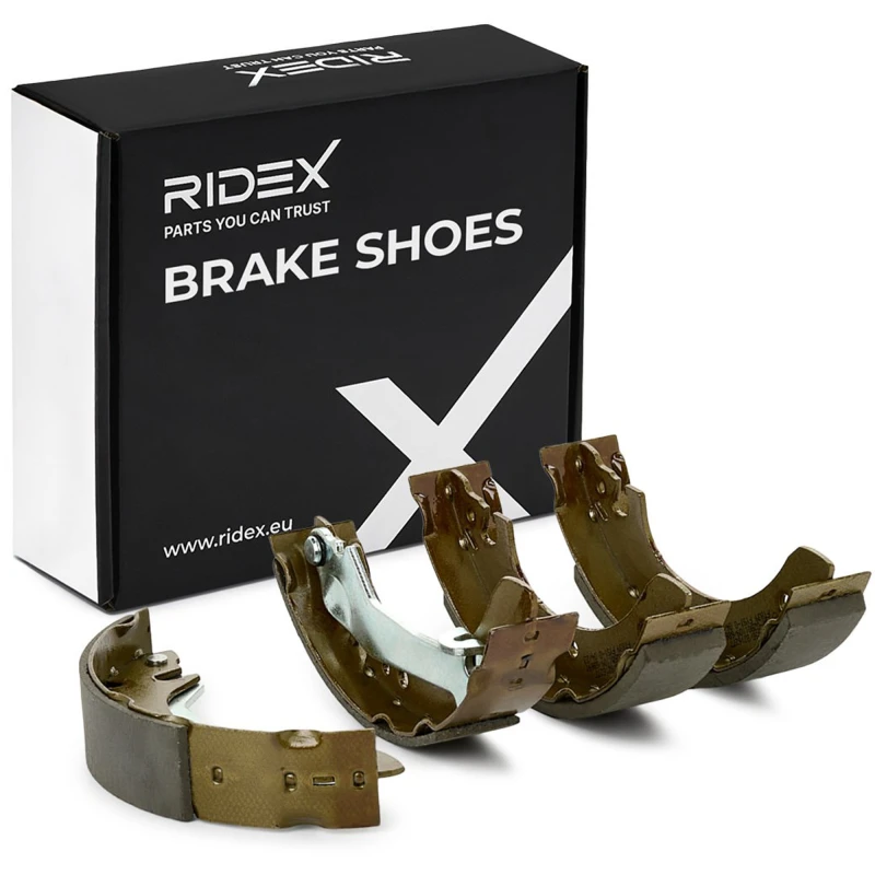 Image of RIDEX 70B0117 Brake Shoes Rear Axle, Ø: 203mm, with lever Brake Shoe Set (70)