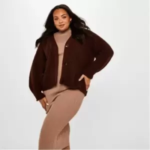 image of Missguided Plus Size Boxy Knit Cardigan - Brown